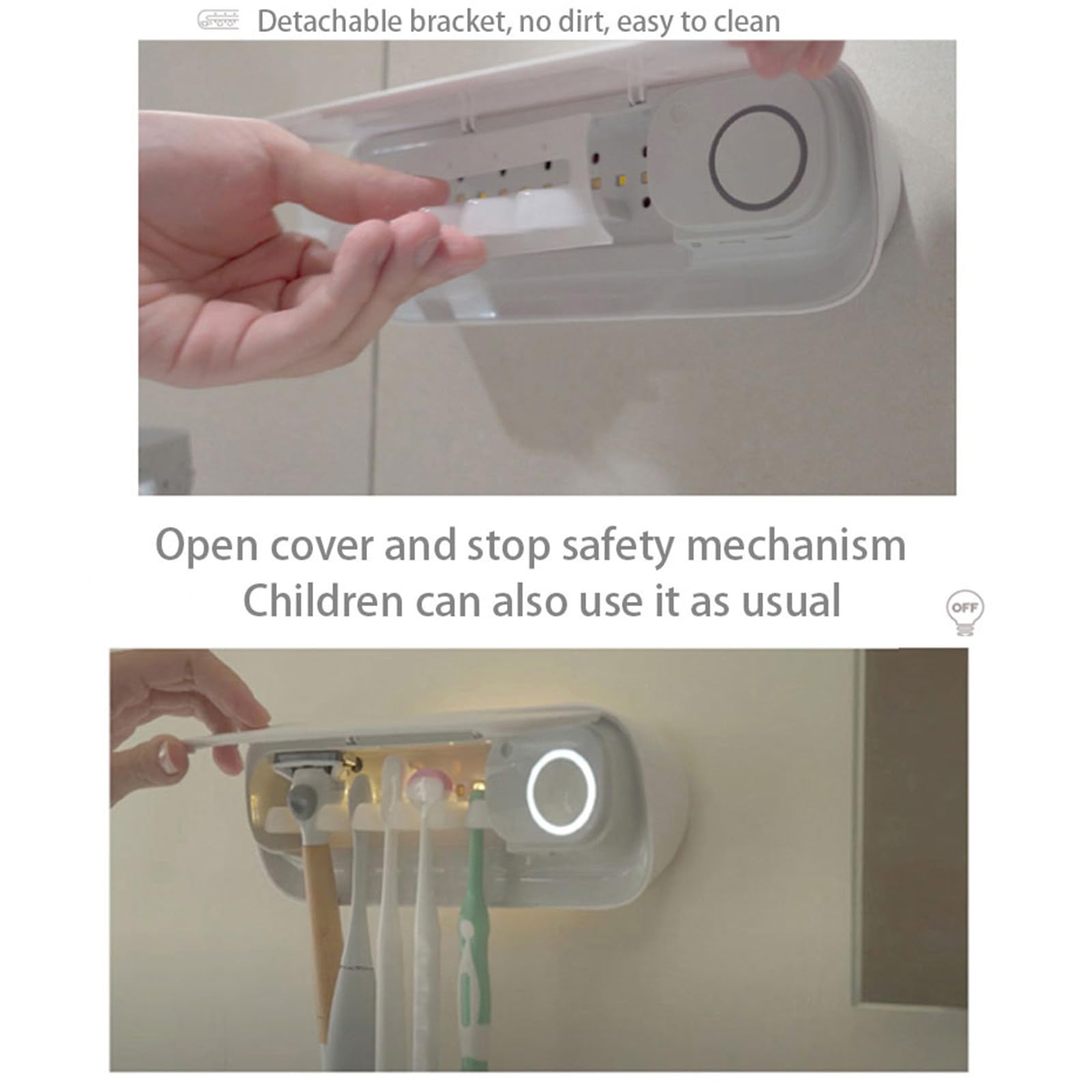 Soporte para cepillo de dientes con luz UV de inducción inteligente multifuncional, caja de almacenamiento eléctrica, dispensador automático de pasta de dientes, caja esterilizadora
