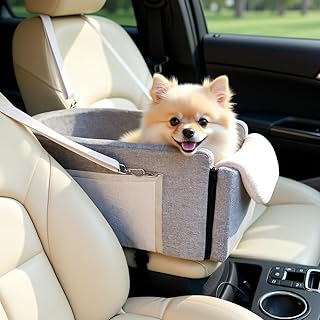 LUMIES Multi-Function Small Dog Car Seat Center Console & Carrier - Sturdy Console Dogs Car Seats for Small Dogs & Cats, P...