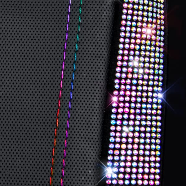 Image of CAR PASS Leather Bling Diamond Car Seat Covers 2 Front Interior Sets, Waterproof Universal Shining Glitter Crystal Sparkle Fit for 95% Auto Truck SUV Cute Women Girl, Black Multicolor Rhinestone