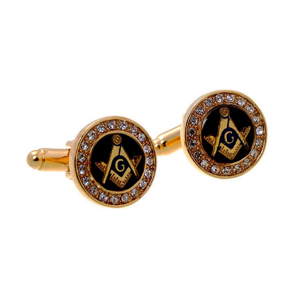 mrcuff Freemason Masonic Mason Crystal Pair Cufflinks in a Presentation Gift Box & Polishing Cloth, microfiber-picture-25