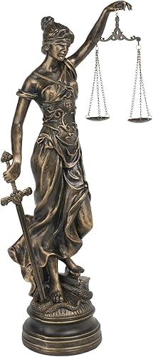 Estatuas de Lady Justice para decoración del hogar, resina de 21.5 pulgadas de alto, gran estatua antigua de abogados griegos romanos con escamas y