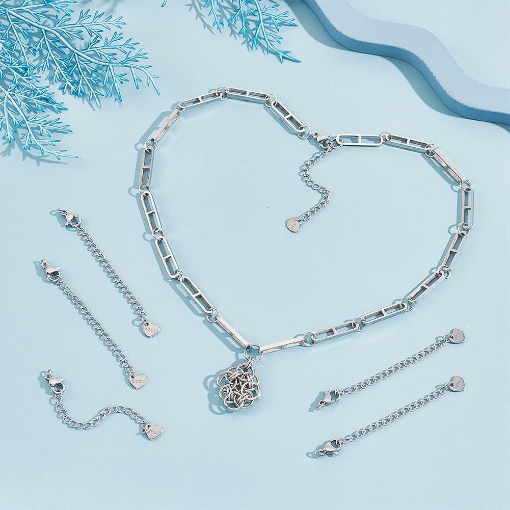 UNICRAFTALE 30 pz 304 catenelle di Estensione per Catena Barbazzale in Acciaio Inossidabile con Fermagli Ad Artiglio di Aragosta e Linguette per Catena A Cuore Catene di Estensione per Bracciali