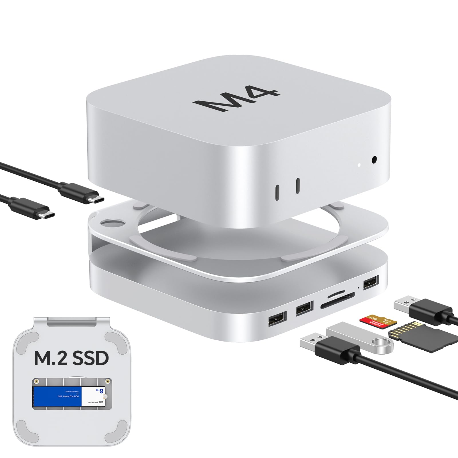Amazon.co.jp: Akyyajaure Mac mini Hub:9イン1アルミスタンド&ドック