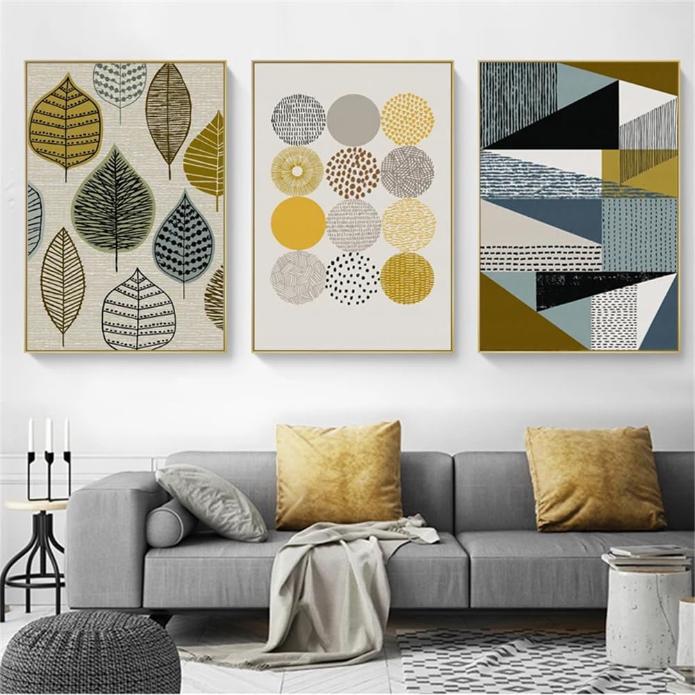 WUHBCZ Canvas Paints-Abstract Wall Art Geometric Canvas Painting Nordic Posters and Prints Wall Art Pictures Artwork for Living Kitchen Office Room Home Decoration-60 * 70cm/3PCS (No Frame)