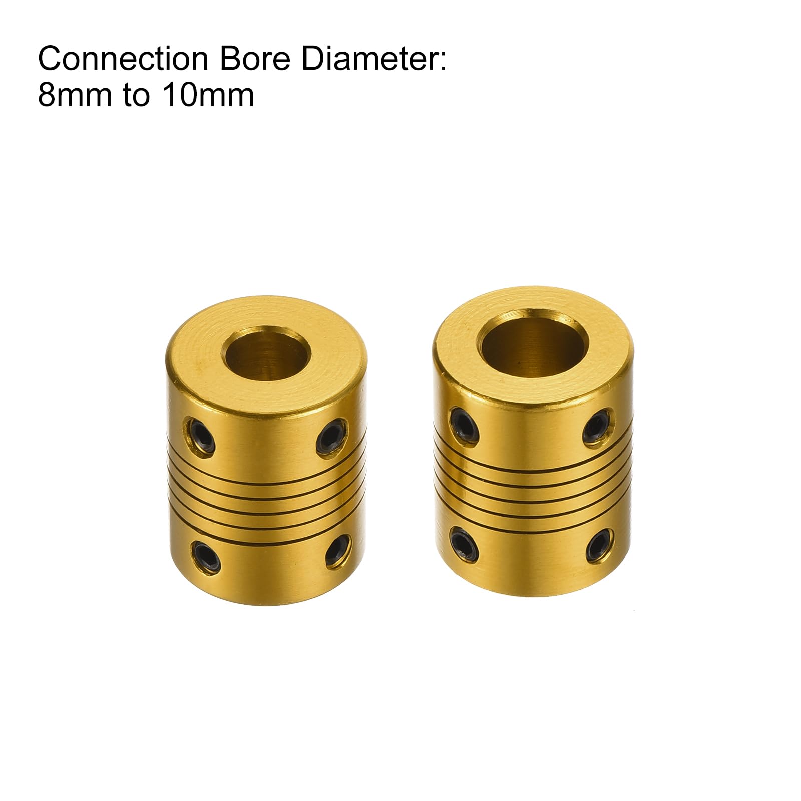 QUARKZMAN 5 Piezas de Acoplamiento Flexible L25xD20 de Aleación de Aluminio de 8mm a 10mm para Codificadores y Motores, Dorado