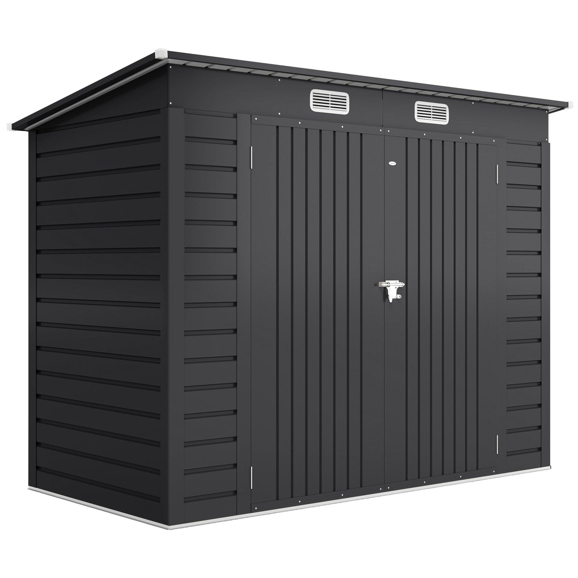 Outsunny Capanno Porta Attrezzi con 2 Prese d'Aria e Chiavistello, Casetta da Giardino in Acciaio Zincato, 249x121x183 cm, Grigio