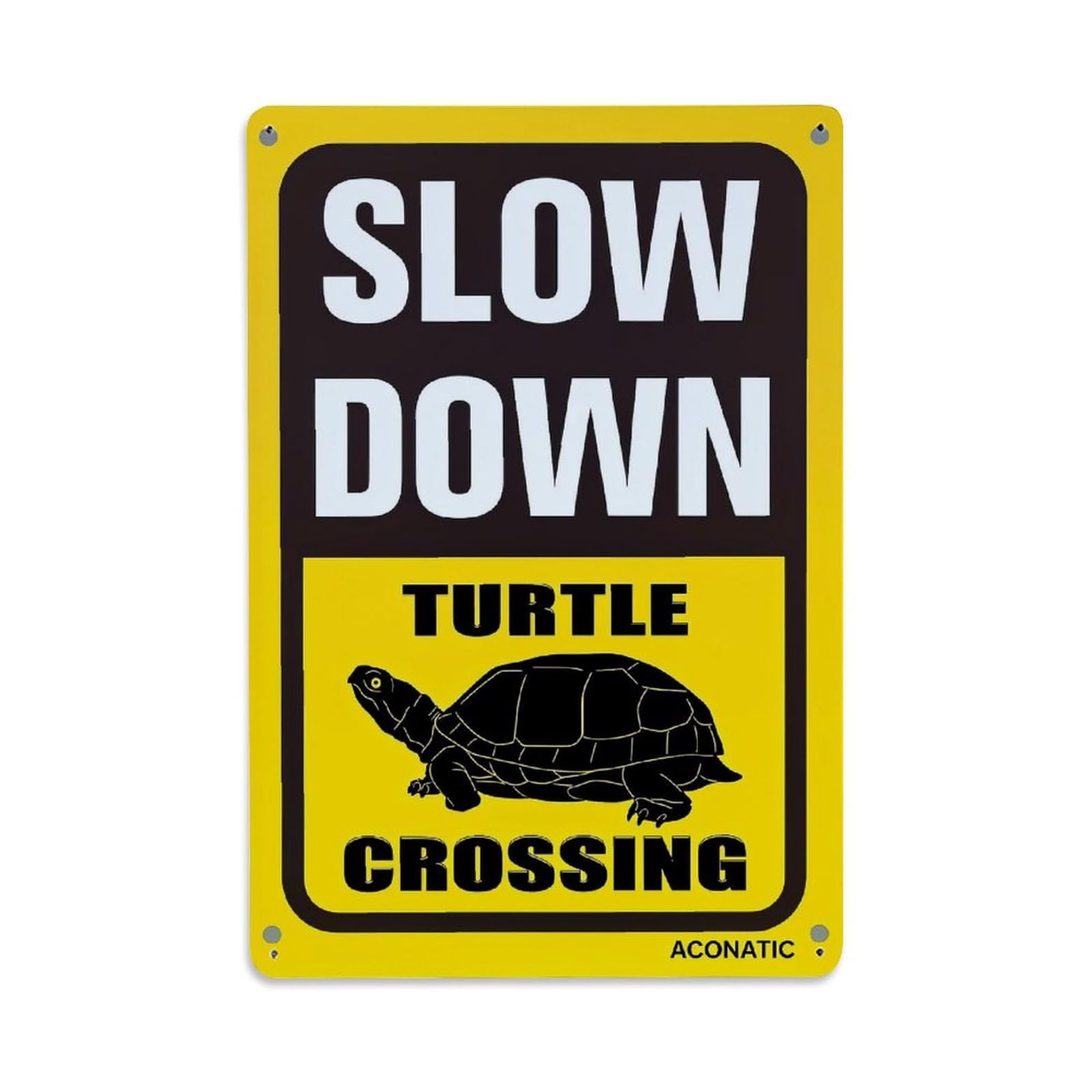 Jdfenggu Vintage Slow Down Turtle Crossing Sign Retro Metal Tin Sign, Metal Poster For Bar, Home, Man Cave, Kitchen, Laundry Room Art Decor 8X12 Inch