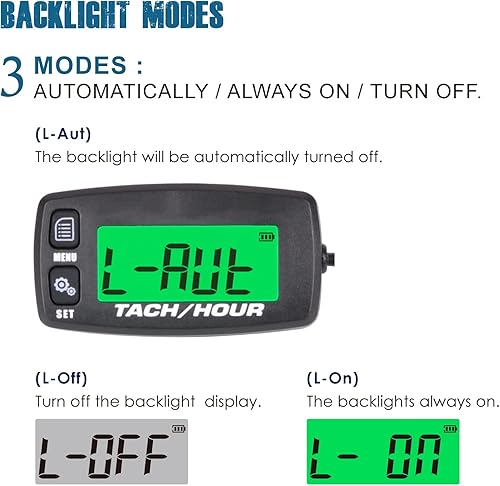 Miniatura 7 de Runleader Medidor digital de mantenimiento de taquehora reemplazo de batería para motor de gas pequeño utilizado en motosierras de motor fuera de