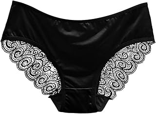 2025 - Ropa interior de malla hueca de corte sexy para mujer con lazo, superficie de satén sin costuras de cintura baja y un color carne compatible con ropa interior de motocicleta para hombre