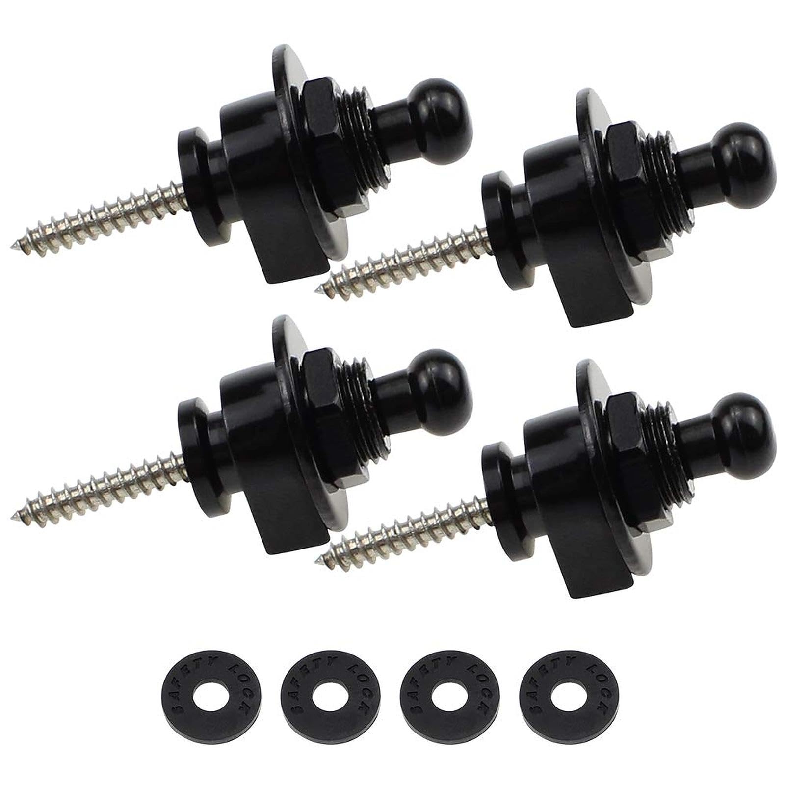 4pcs Boutons Verrouillage Sangle Guitare Gasea - Straplock Antidérapant Noir