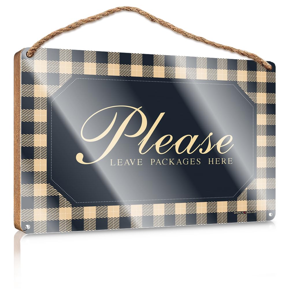 MAHQPZXSF Funny Kitchen Wall Decor Leave Packages Here Wooden Sign Funny Bathroom Wall Art Decor For Bedroom(23X35CM)