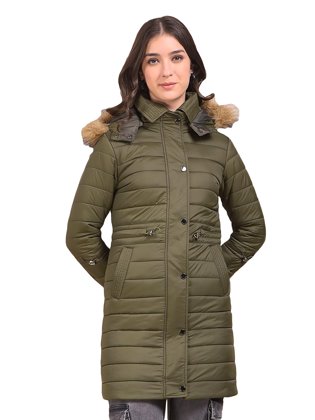 crimsoune club Women's Olive Hooded Neck Puffer Jacket-picture-10