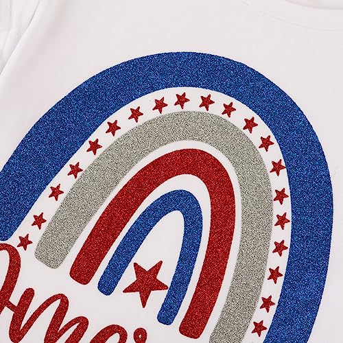 Image of 4th of July Shirts for Girls Patriotic American Flag Kids Clothing