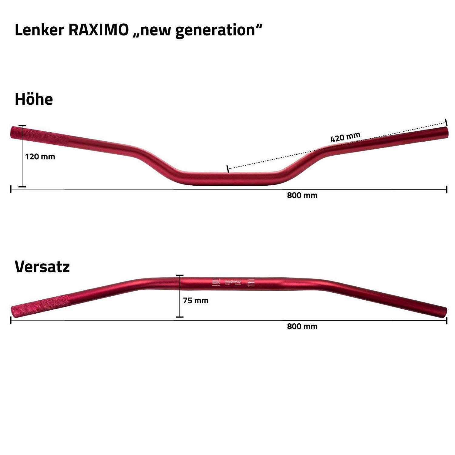 Alu Lenker New Generation 28mm konisch mit ABE Raximo rot