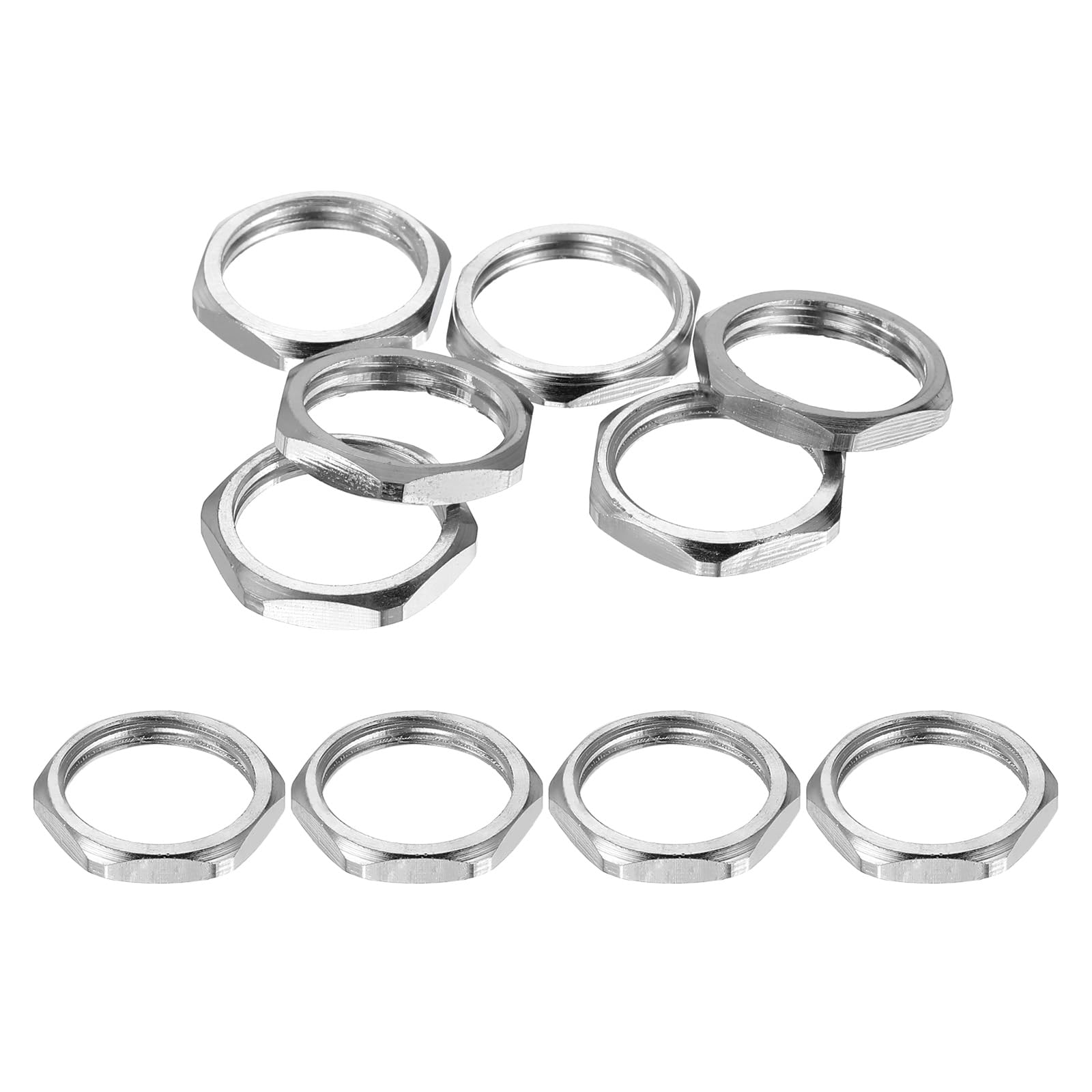 PATIKIL 10Pcs M16x1.5x3mm Brass Hex Nuts, Metric Fine Thread Finished Hardware Screw Nuts Fasteners for Machinery Manufacturing Industrial Use, 18mm Width Nickel Color