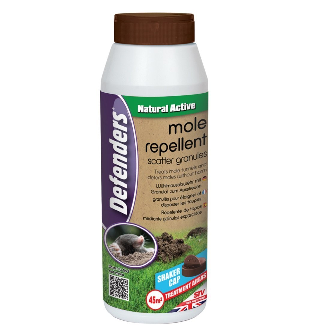 STV International 2 X Defenders Mole Repellent Scatter Granules (Humane, Natural Mole Deterrent, Suitable for Year-Round Use, Covers up to 45 sq m, Safe for Use Around Children and Pets), 450 g