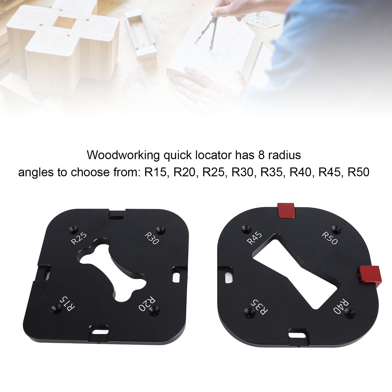 Runde Eckenradius-Schablonen für die Holzbearbeitung, Fräsradiuslehre aus Aluminiumlegierung R15 Bis R50, für Bilderrahmen, Stühle, Tische