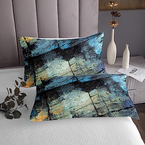 Homemissing Kids Vintage Abstract Bedspread Blue Messy Rust Coverlet Set For Boys Teens Decor Modern Grunge Art Quilted Coverlet Blue Grey Quilted Bedroom 2Pcs Single - Image 4