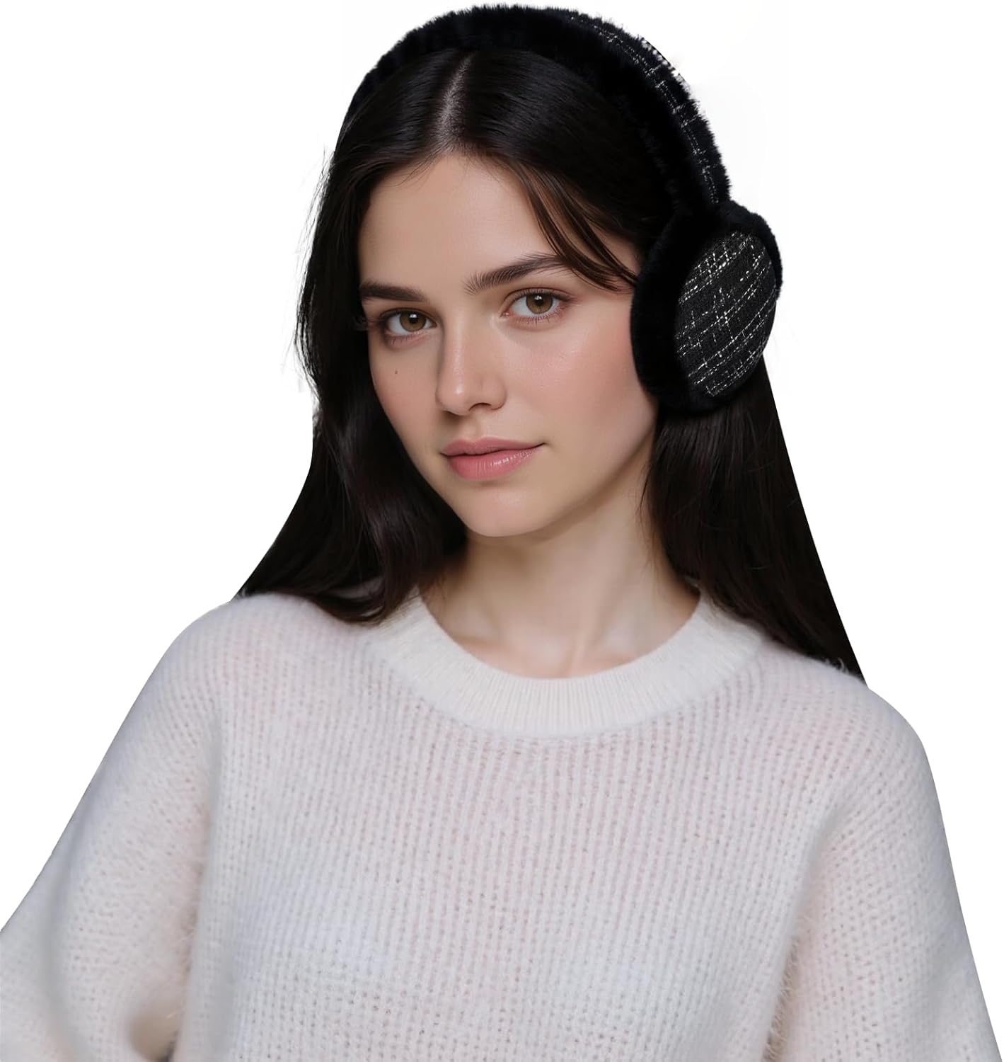 Oweisong Ear Muffs for Winter Women Faux Fur Ear Warmers Pink Ear Covers - Image 5