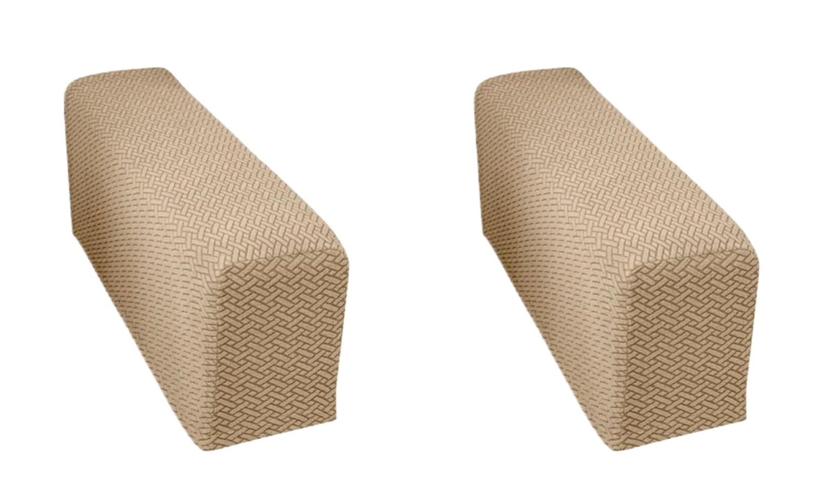 Zovloer Arm Chair Covers 4Pcs Checkered Stretchy Stretch Fit Couch Arm Protector Washable Armrest Chair Covers Anti Slip Furniture For Recliner Armchairs Sofas Couch(Coffee)
