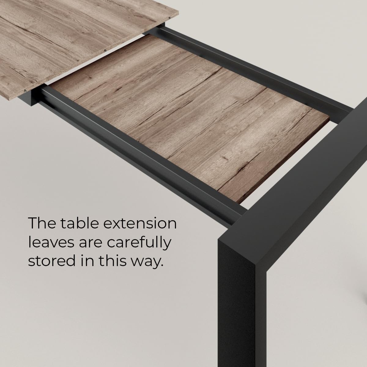 Produce Shop Mesa extensible de diseño para 12 personas, patas blancas, 160/250 x 90 cm Pesaro - Efecto mármol negro