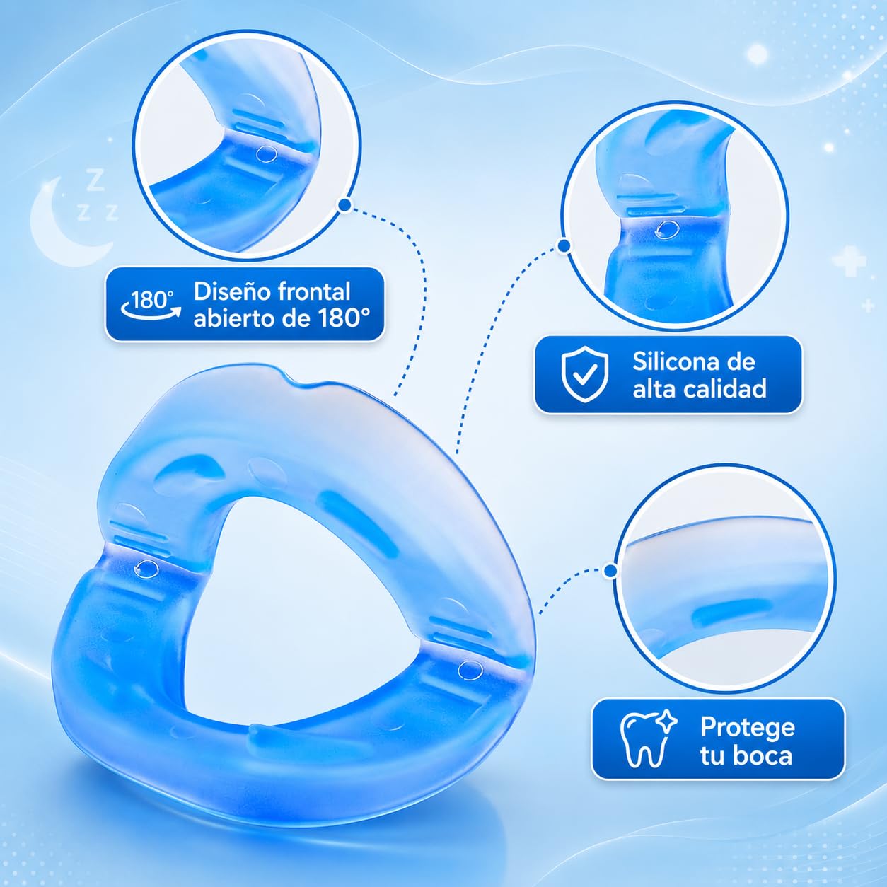 3 pcs Férula Antirronquidos Ajustable para Dormir, Dispositivos Anti Ronquidos, Dispositivo de Avance Mandibular Termomoldeable, Antironquidos Para Mayor Comodidad Y Fácil Respiración