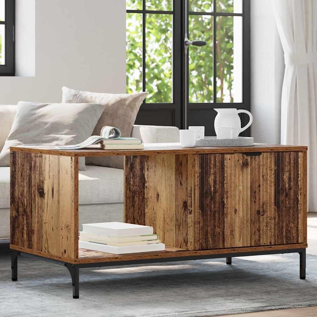 Table basse au design moderne et bois vieilli structure robuste 90 cm