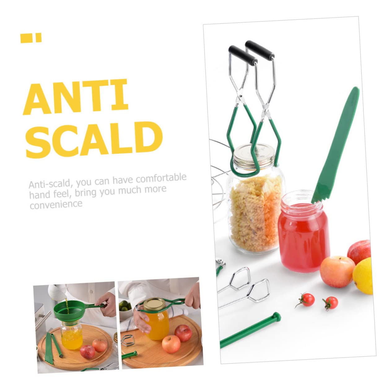 ULTECHNOVO Set di 7 Pezzi di Strumenti per Conserve da Cucina in Acciaio Inossidabile Pinze Anti-scottatura e Sollevatore Barattoli Fare Marmellate e Salse