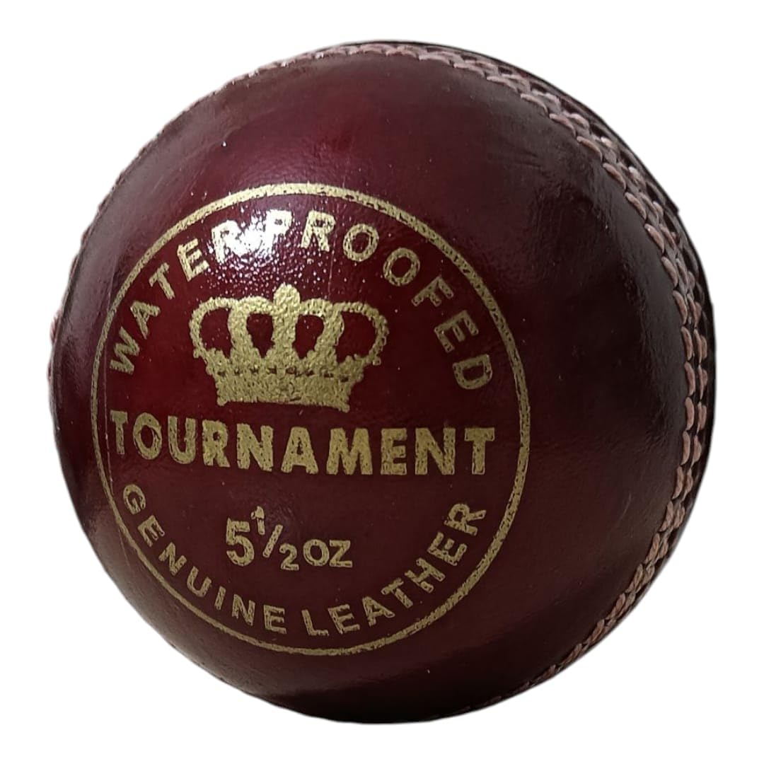 Waterproof Tournament Cricket Ball, Genuine Leather, Red, 5.5 oz, 2 Panel Construction-picture-34