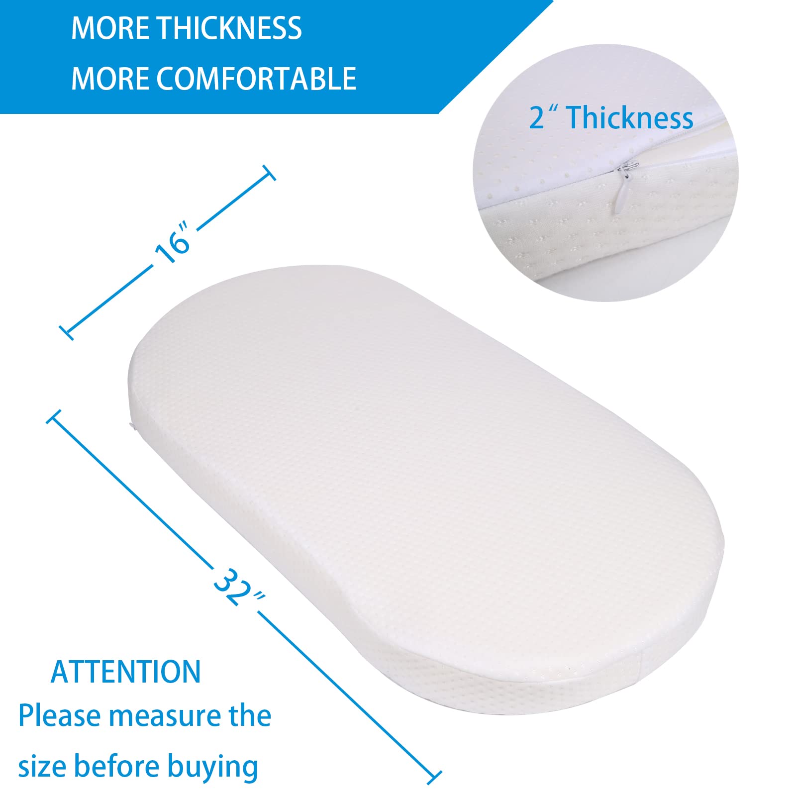 Mecc ecoh Bassinet Mattress - Breathable & Water-Resistant -3
