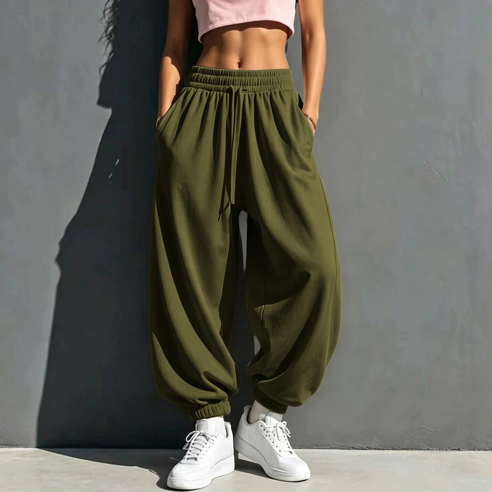 Sporthose Lang Leggings Blickdicht Hosen Für Damen Laufhosen Hohe Taille Dehnbar Lounge Weite Lose Sporthose Elegante Traininghose Mit Taschen Baggy Weitbeinige Hose Freizeithose