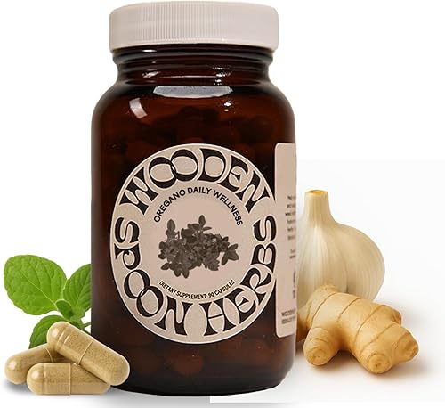 Wooden Spoon Herbs Suplemento diario de bienestar de orégano  Apoyo inmunológico, salud digestiva y antioxidantes  Hoja de orégano orgánico y ajo