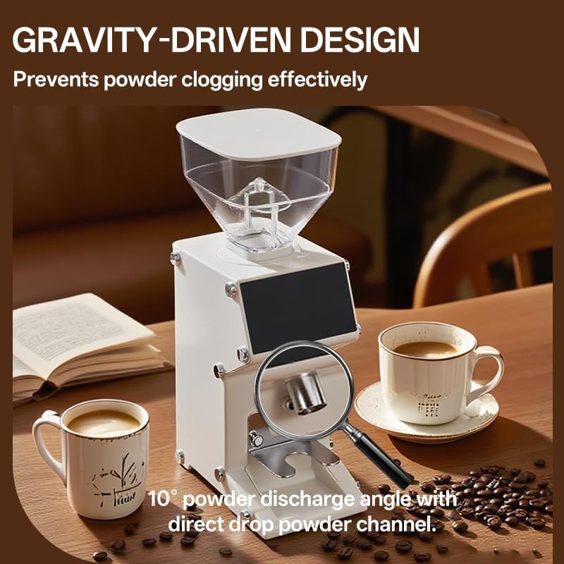 Smart Electric Coffee Grinder with Flavor Memory, 50mm Flat Burrs, 240-Step Adjustment and Plasma Residue Removal for Home Baristas
