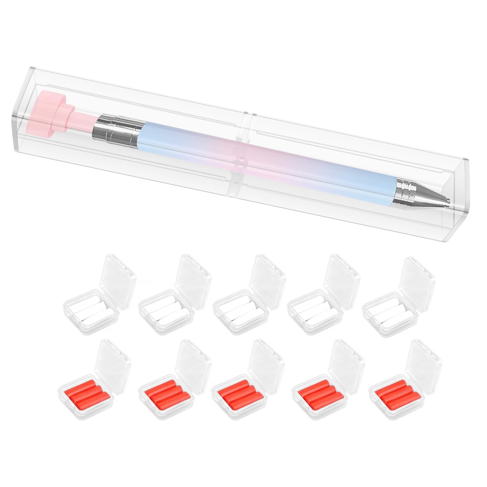 Shaojian Pink Diamond Art Pen Automatic Refillable Diamond Art Pens With 30 Wax Refills, Rotating Glue Point Drill Pen For Diy Nail Rhinestones, Quickly Pick Up Beads Gems