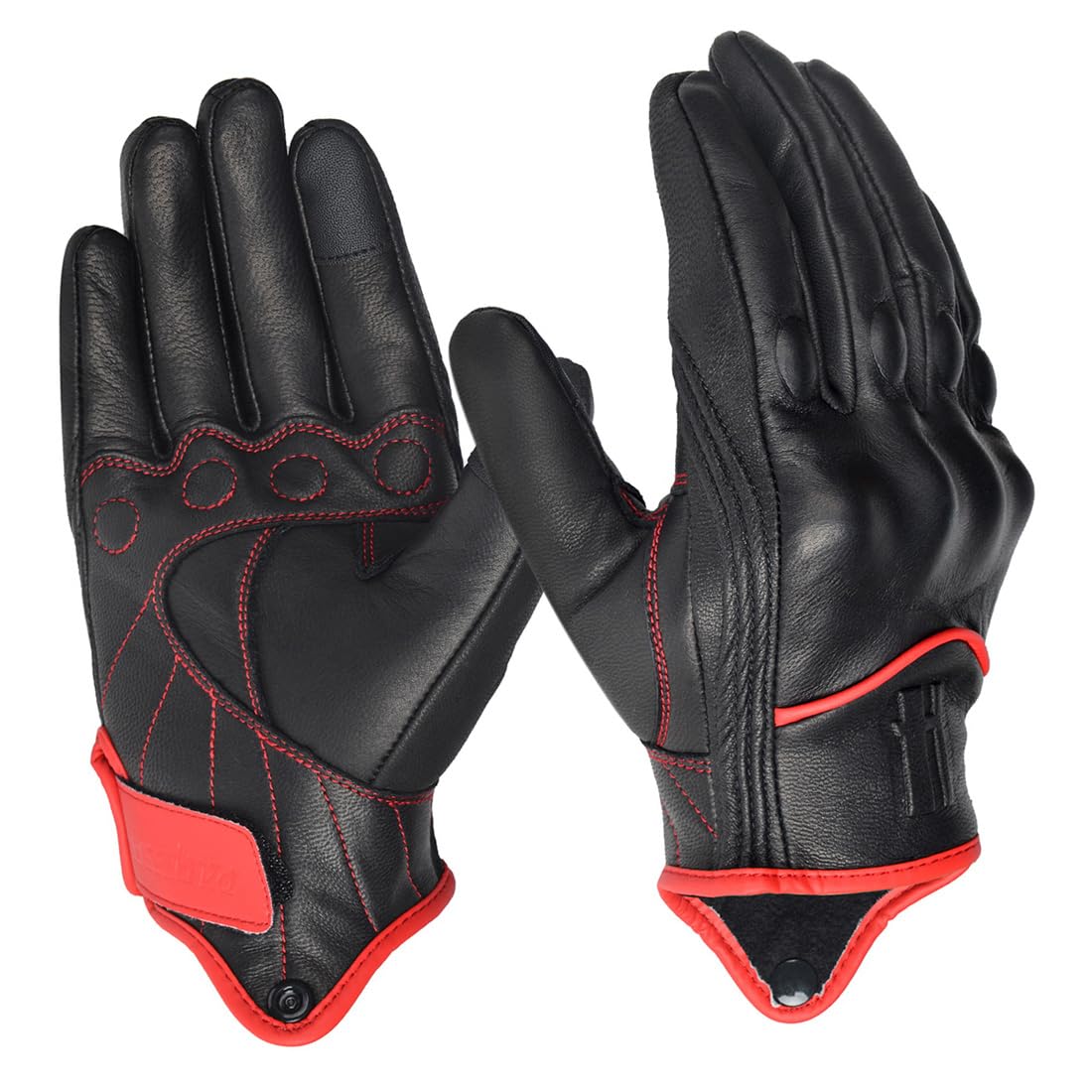 Harssidanzar Motorhandschoenen, winterhandschoenen voor heren van leer, touchscreen, rijhandschoenen met professionele bescherming op de voegen, GM041EU, zwart (voor de winter), maat XL