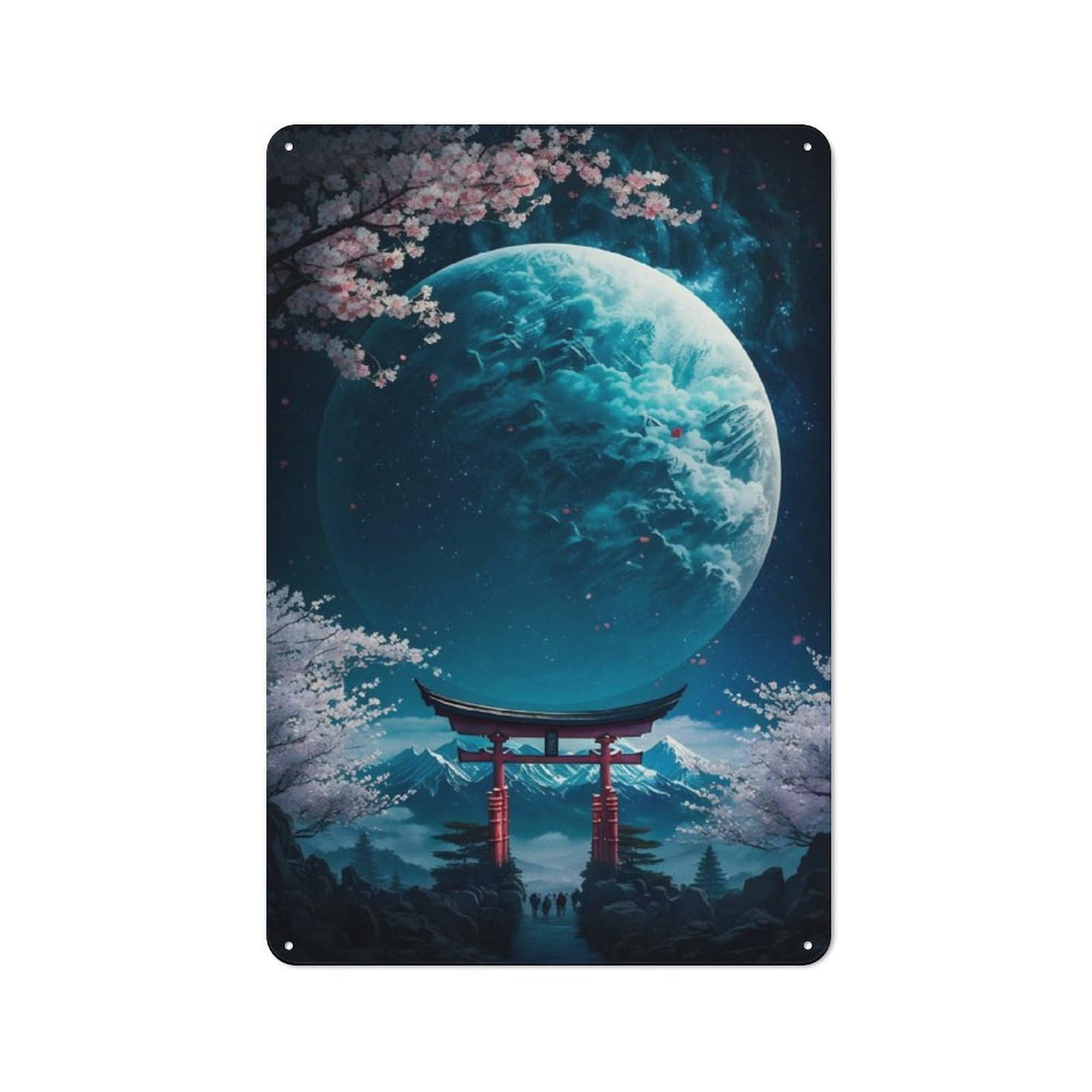 Junmoney Planes In The Torii Gate Metal Sign 30X20cm With For Workshop Wall, Rustic Decor, For Garage, Workshop And Man Cave Decoration