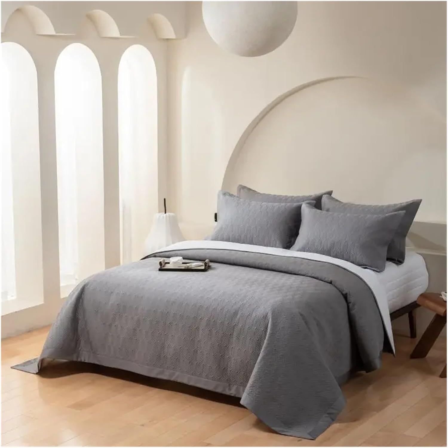 Bed Four Pieces Set 1000TC Egyptian Cotton Solid Color Quilt Set 3Pcs Quilted Bedspread Coverlet Mattress Cover 245 * 270cm Bed Sheet with Pillowcases(F)