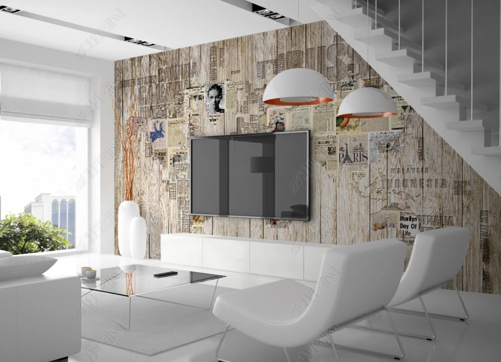 Papier peint intissé pour salon chambre carte rétro - 2