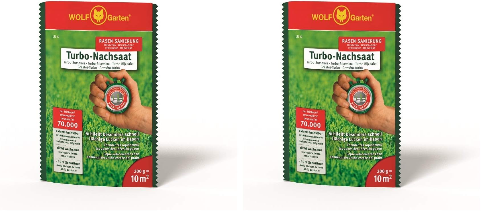 WOLF Garten Turbo-Nachsaat, LR 10, 10 m² 3826010 (Packung mit 2)