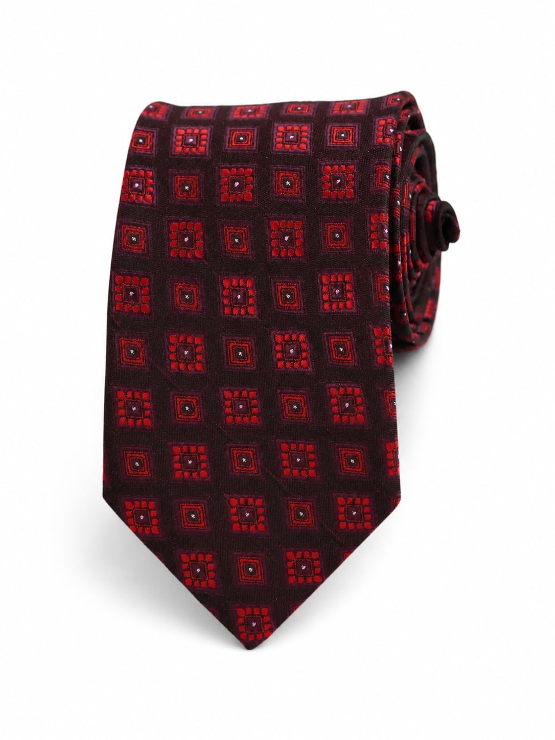 tossido Maroon Geometrics Polyester Necktie (TSDOINDMICRO23)-picture-30