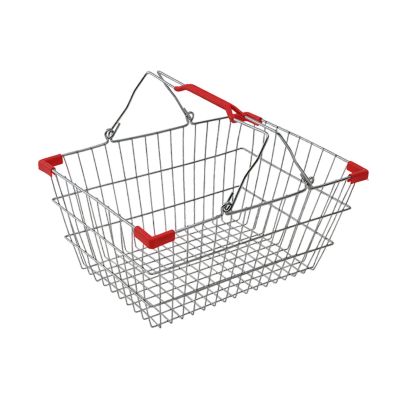 Colcolo Panier de Courses Panier de Rangement Panier d'épicerie Multifonctionnel en métal avec poignée pour Aliments Jouets Légumes Chambre Bureau, 45cmx30cmx21cm