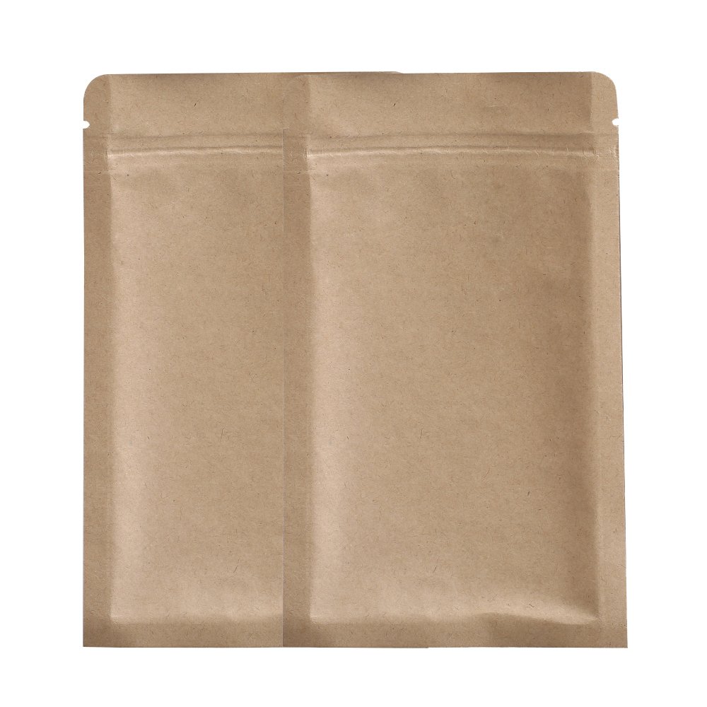 100 Pcs Brown Kraft Open Top Bags With Silver Lining & Tear Notches - 6x9cm Small Mylar Bags