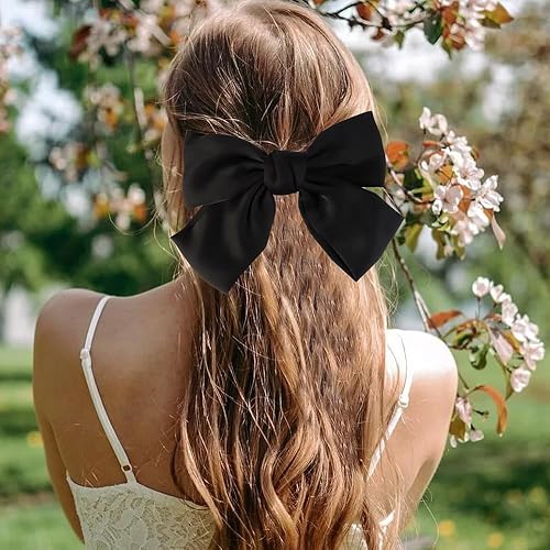 Miniatura 7 de Tihebax Lazos para el cabello para mujer, 2 unidades, color rojo y negro, pinzas para el cabello, pinzas para el cabello, lazos grandes de satén