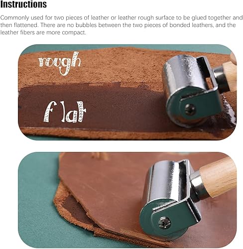 Miniatura 5 de QMNNMA Rodillo de costura para cuero, acolchado, herramientas de platina, rodillo de borde de prensa de cuero, arrugador de borde de cuero y más