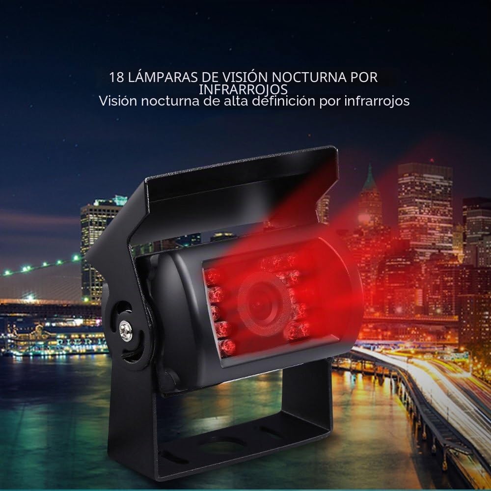 CAMECHO Cámara de Seguridad IR Visión Nocturna sin Línea de Guía sin Cambio de Color, Impermeable, 4 Pines, Conector de Aviación, Cámara de Visión Trasera para Bus/RV/Camión/Remolque