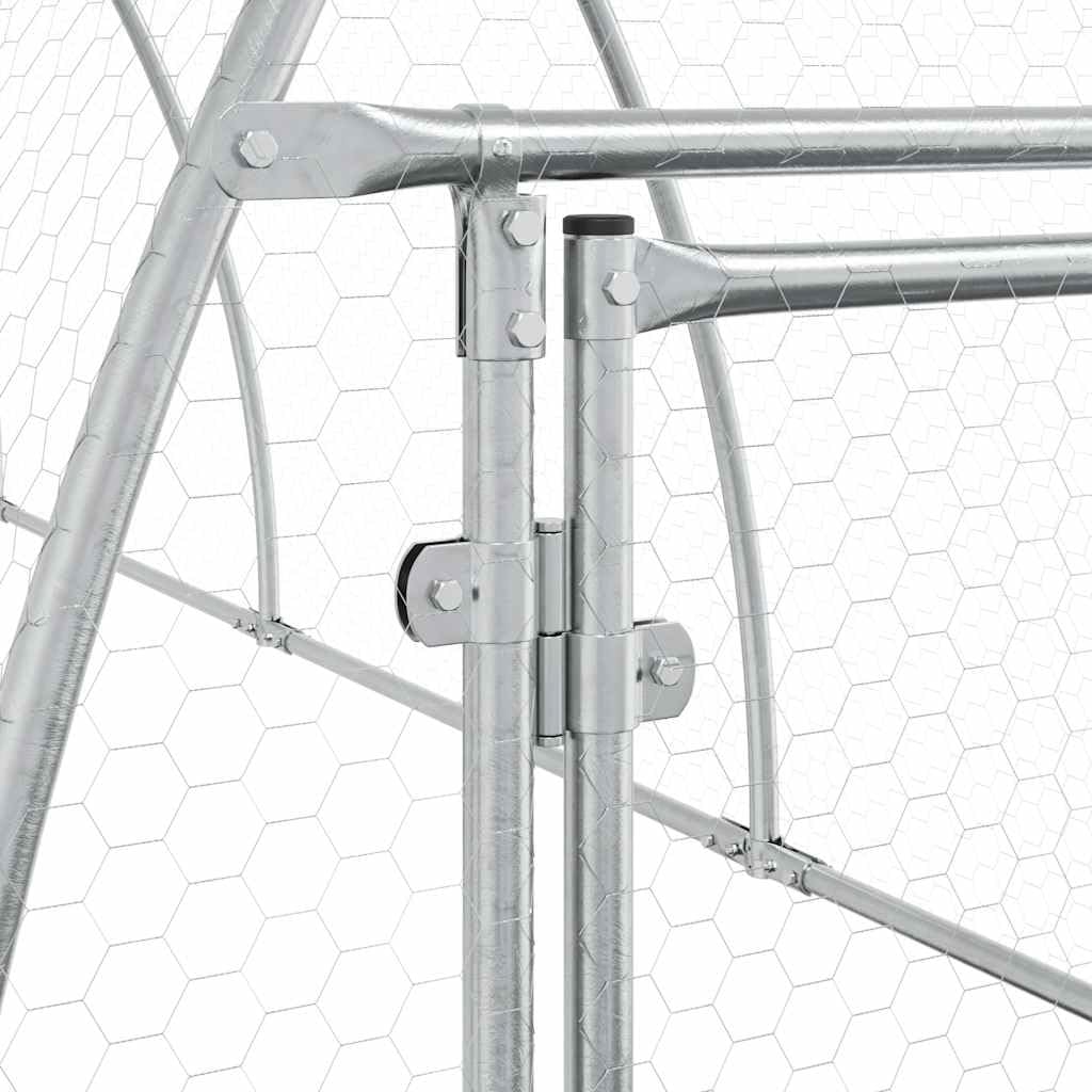 vidaXL Jaula para Gallinas, Caseta para Pollos Patos Conejos, Recinto para Animales, Gallinero para Jardín Patio, Acero Galvanizado Plateado