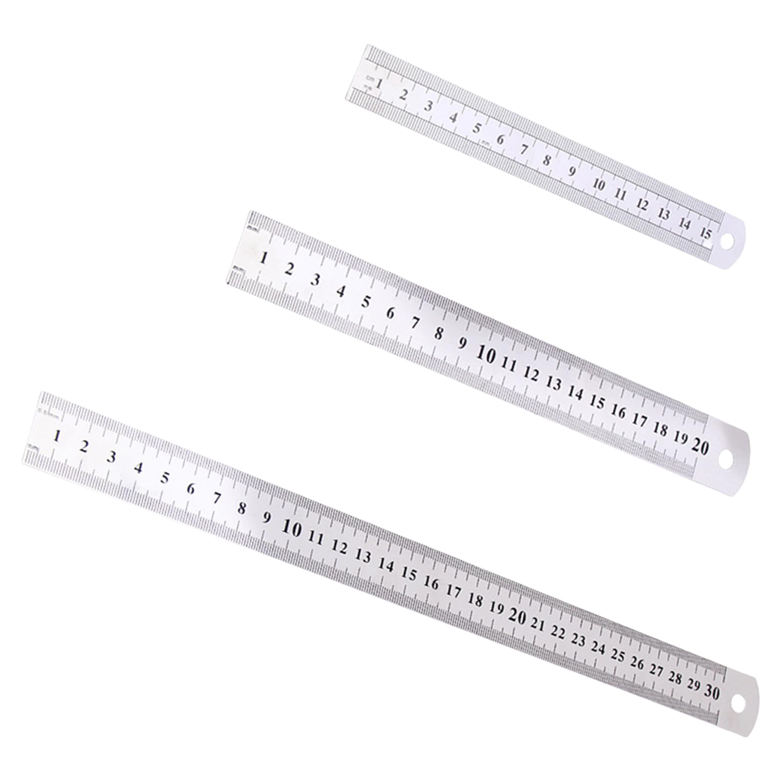 Hsioluted Multicolor 3 Pcs 15/20 / 30Cm Ruler Set Metal Ruler With Clear Scale Stainless Steel Rulers Measuring Tool