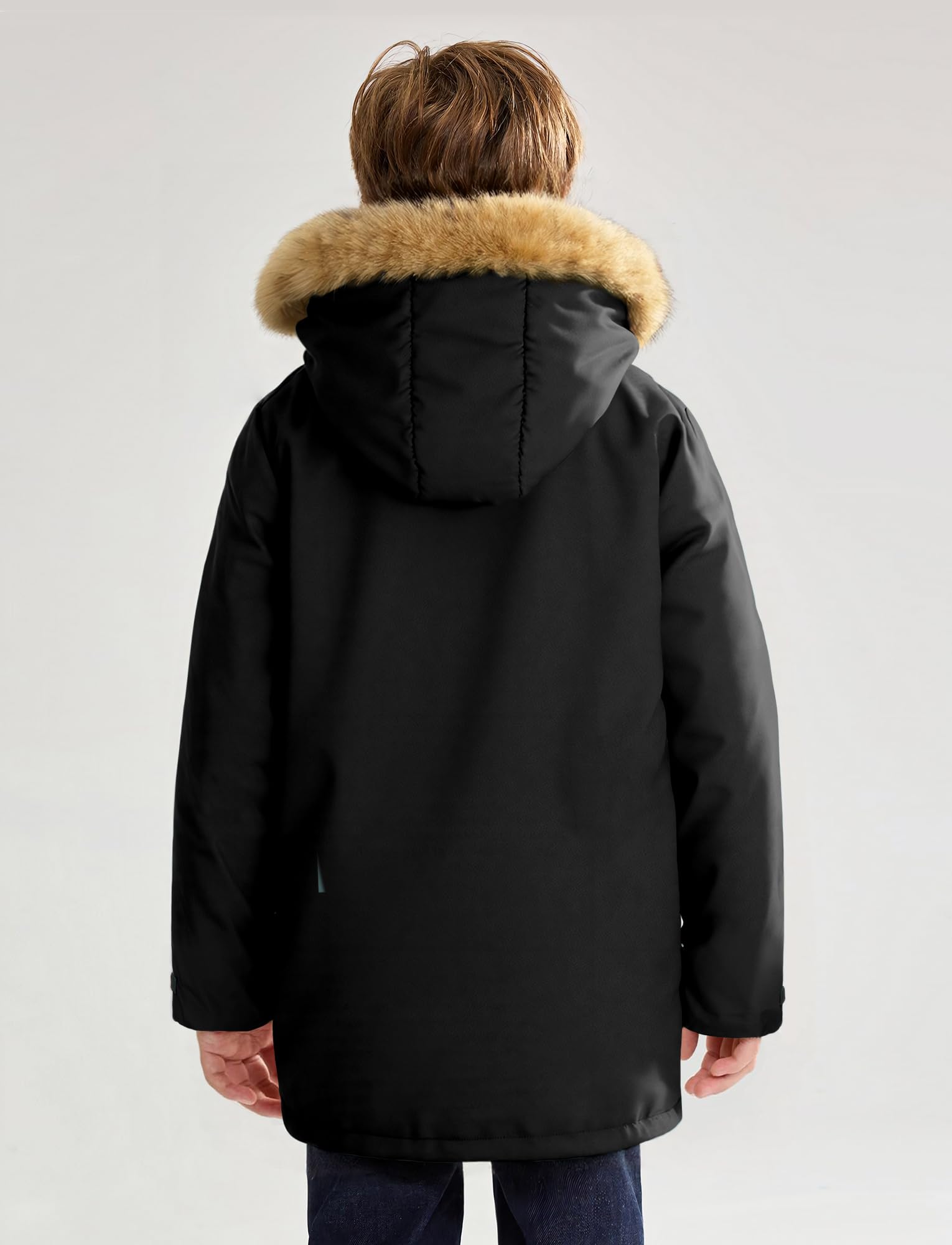 Happy Cherry Bambino Ragazzo Cappotto Invernale Giacca Imbottito Caldo con Pelliccia Cappuccio Rimovibile Stile Parka Antivento per 5-14 Anni