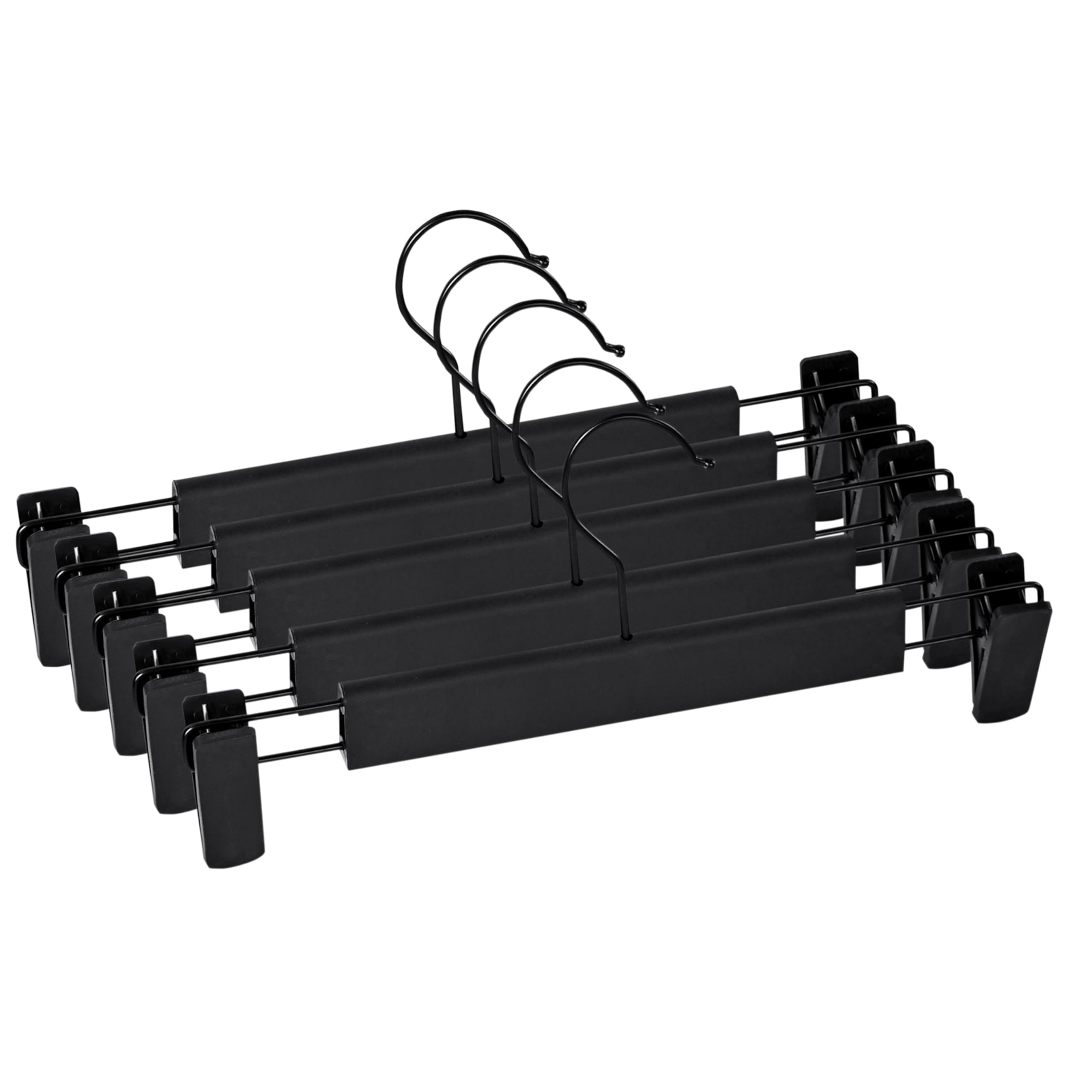 Juego de 10 Perchas para Pantalones, Faldas, con 2 Pinzas, Set de 10 Perchas para Camisas, Bufanda, Cualquier Prenda, Gancho de Metal 360º, Colgadores con Pinzas