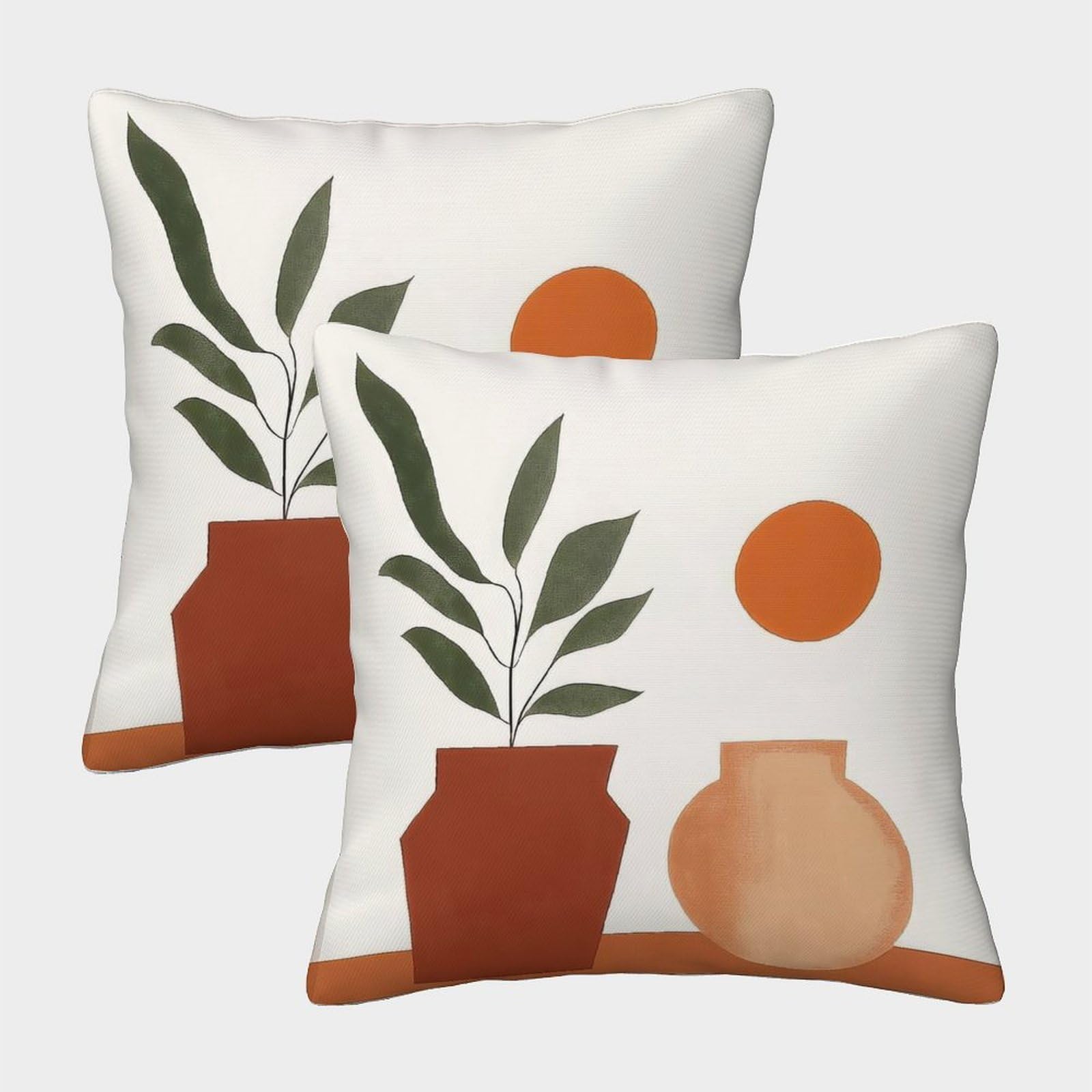QFVANSIYO Modern Minimalist 3D Printed Vase Plant Pillowcase Microfiber Bedroom Bedding Decorative Pillow Cover Breathable Soft 45x45cm